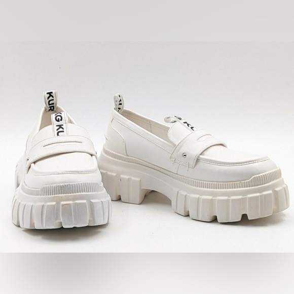 NWOT Kurt Geiger White chunky loafers, women’s size 38.5. Cute and fun! - Picture 1 of 9
